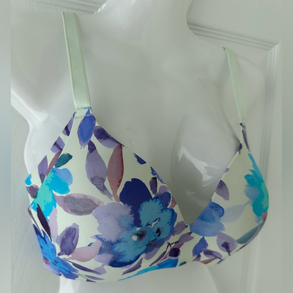 Knix Painted Bloom WingWoman Floral Print Bra Blue & Purple Size 4 (34C 32D 34D)